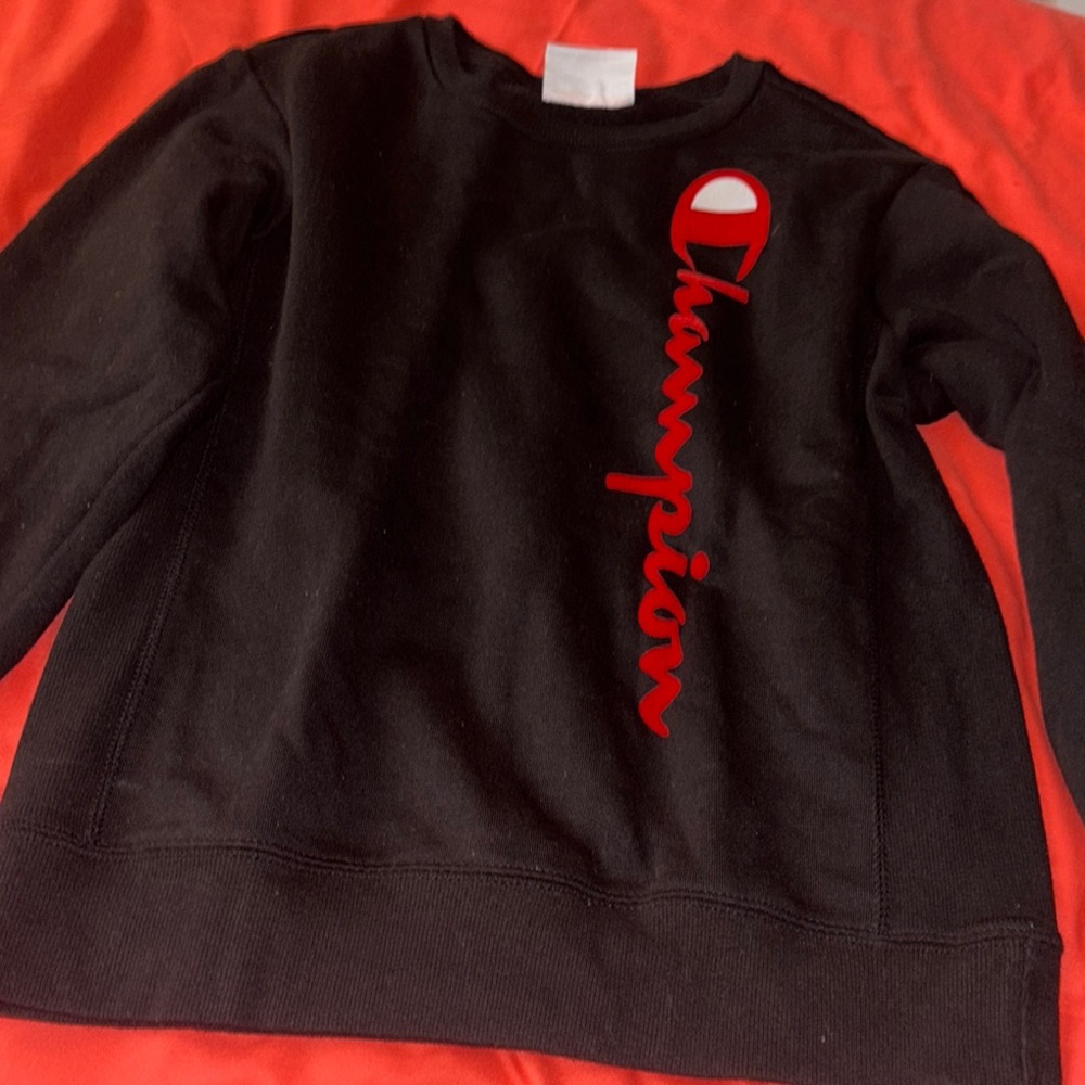 Champion Black Crewneck with Red Script